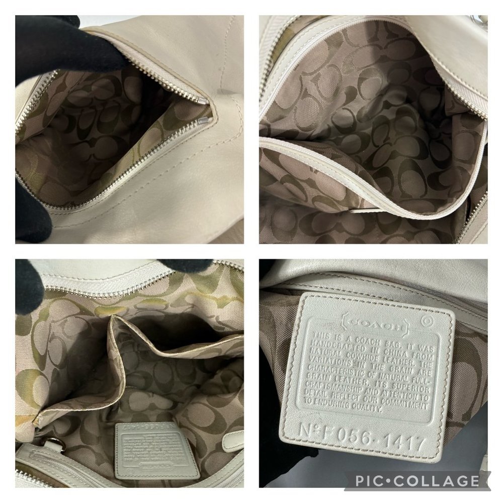 COACH # 1417 Off-White Leather Top Zip Shoulder Bag - Picture 12 of 13